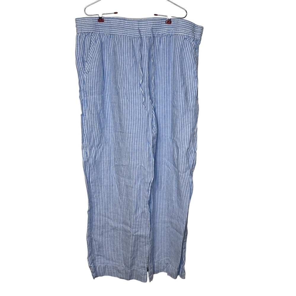 Tommy Bahama Womens Pants 100% Linen Striped Wide Leg Pull On Lightweight XL